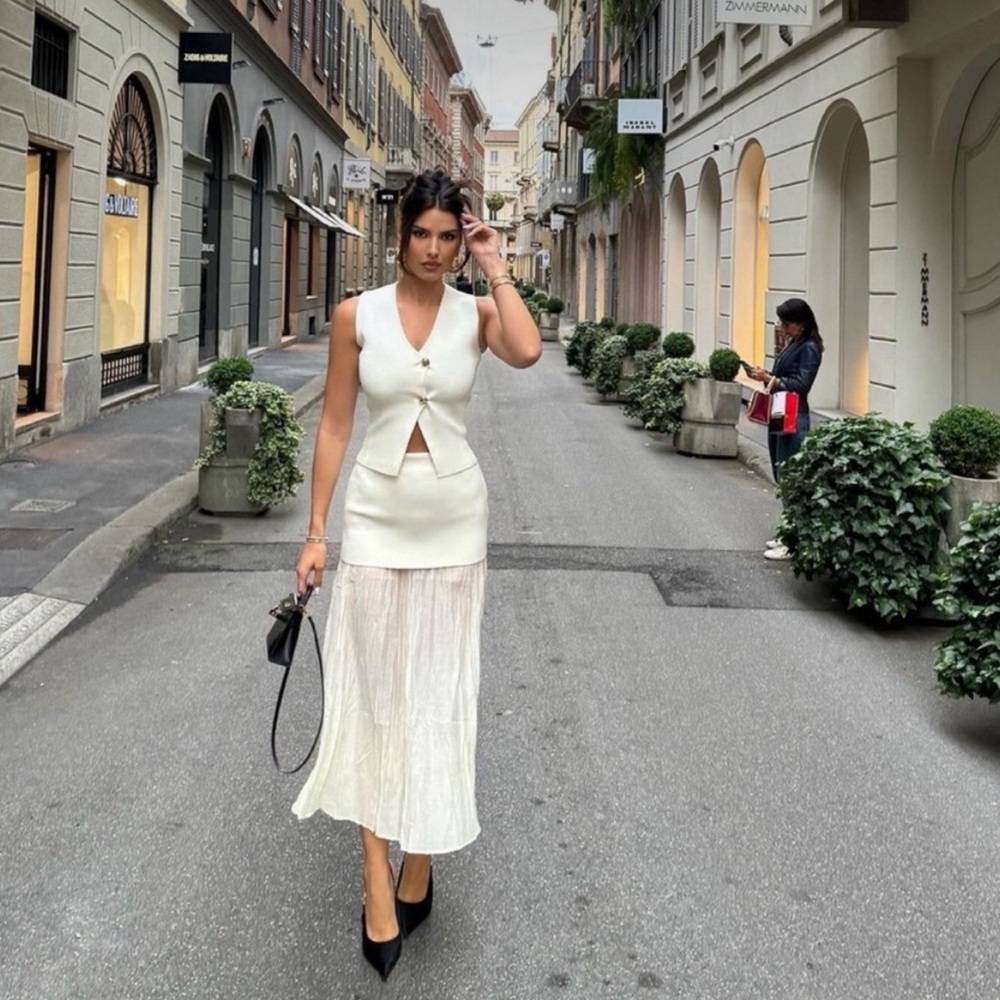 NWT ZARA MIXED PLEATED KNIT SKIRT SIZE S - Picture 5 of 8